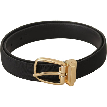 Dolce & Gabbana Black Canvas Leather Gold Metal Buckle Belt Dolce & Gabbana