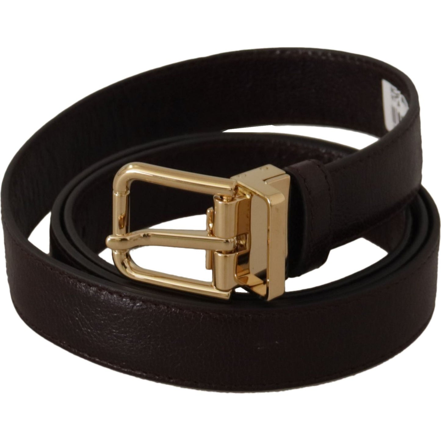 Dolce & Gabbana Brown Leather Gold Metal Buckle Belt Dolce & Gabbana