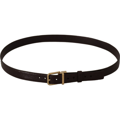 Dolce & Gabbana Brown Leather Gold Metal Buckle Belt Dolce & Gabbana