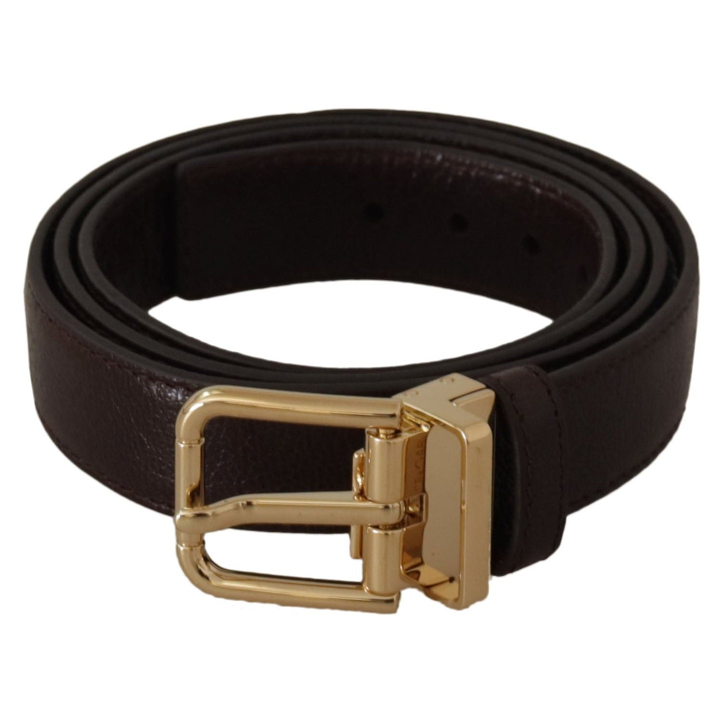 Dolce & Gabbana Brown Leather Gold Metal Buckle Belt Dolce & Gabbana
