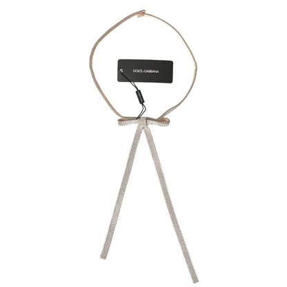 Dolce & Gabbana Beige Silk Clear Crystal Bow Waist Belt Dolce & Gabbana