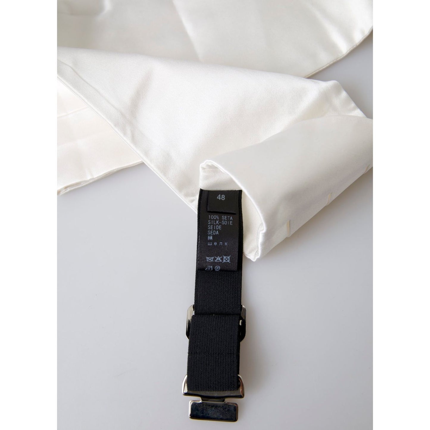 Dolce & Gabbana White Men Wide Waist Silk Belt Cummerbund Dolce & Gabbana