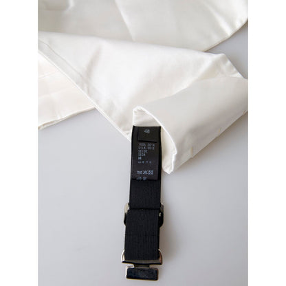 Dolce & Gabbana White Men Wide Waist Silk Belt Cummerbund Dolce & Gabbana