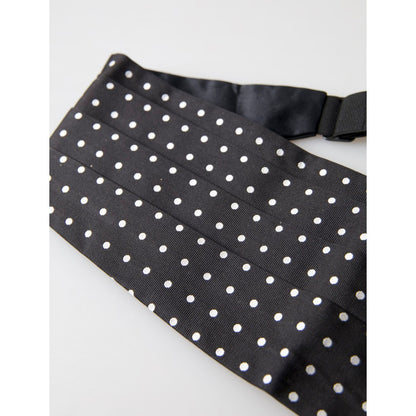 Dolce & Gabbana Black Silk Polka Waist Tuxedo Belt Cummerbund Dolce & Gabbana