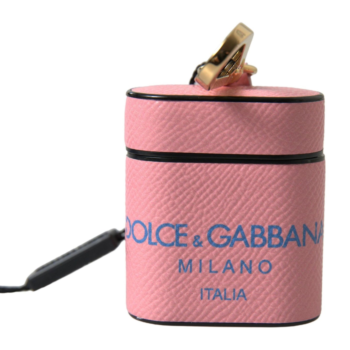 Dolce & Gabbana Pink Blue Calf Leather Logo Print Strap Airpods Case Dolce & Gabbana