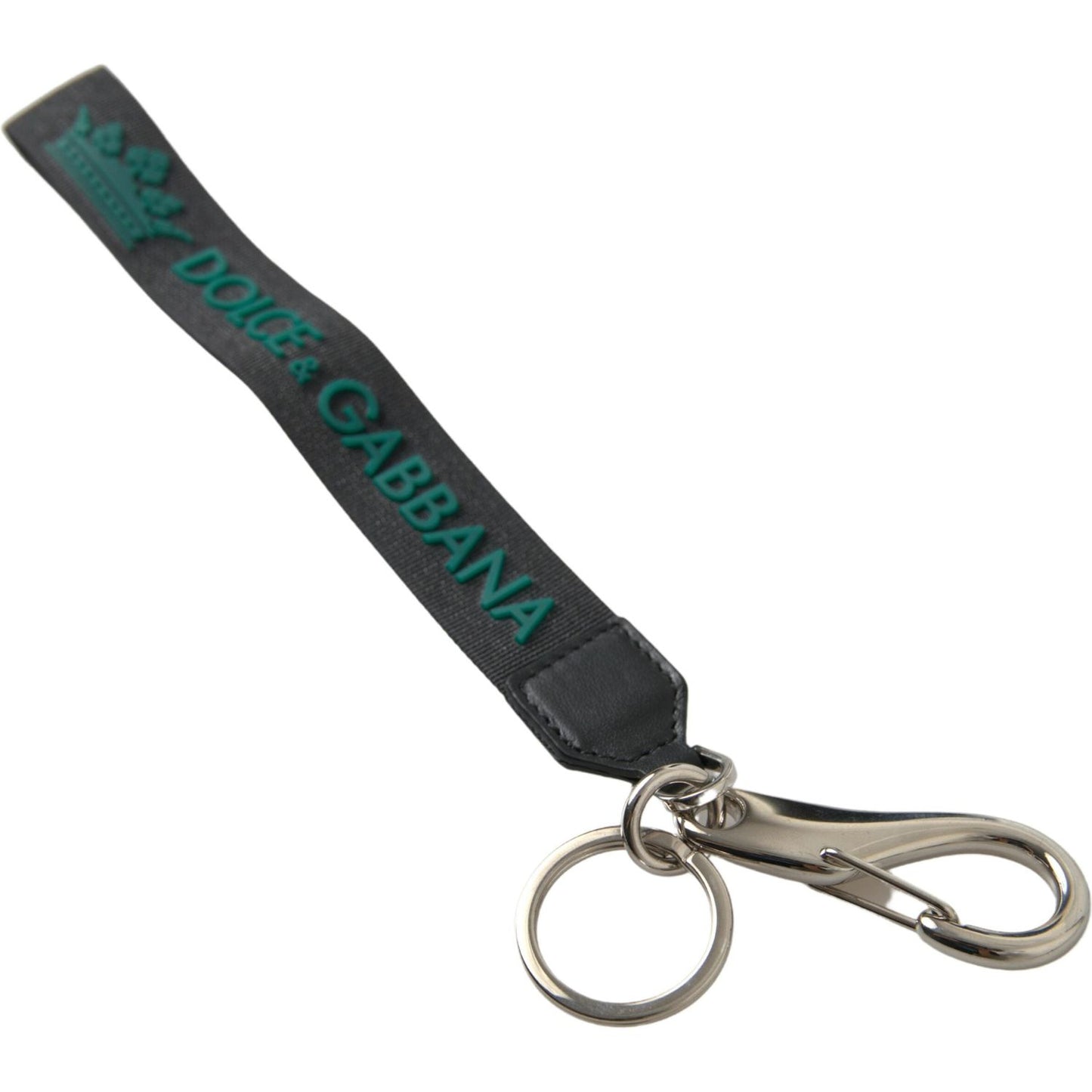 Dolce & Gabbana Black DG Logo Rubber Silver Tone Metal Keychain Dolce & Gabbana