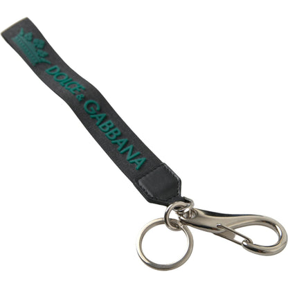 Dolce & Gabbana Black DG Logo Rubber Silver Tone Metal Keychain Dolce & Gabbana