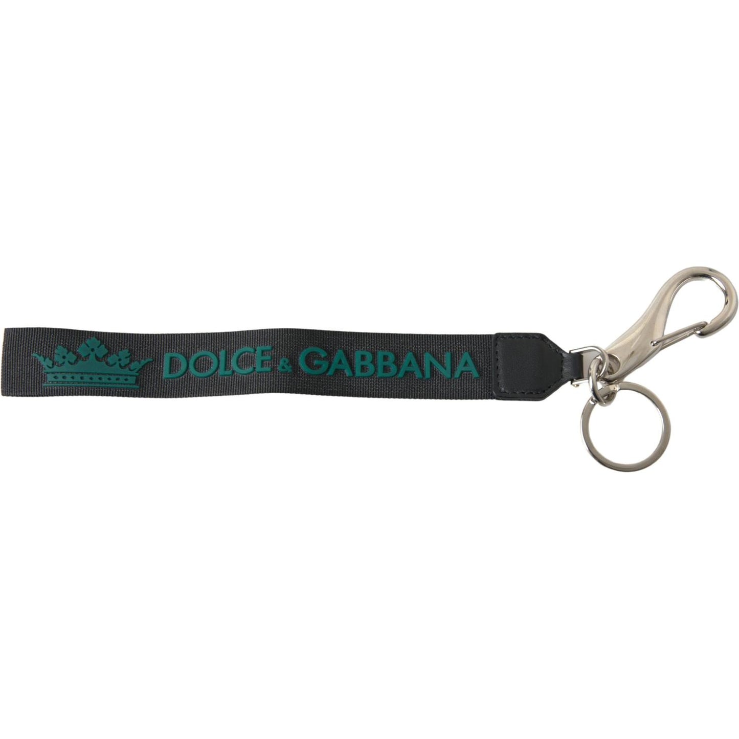 Dolce & Gabbana Black DG Logo Rubber Silver Tone Metal Keychain Dolce & Gabbana