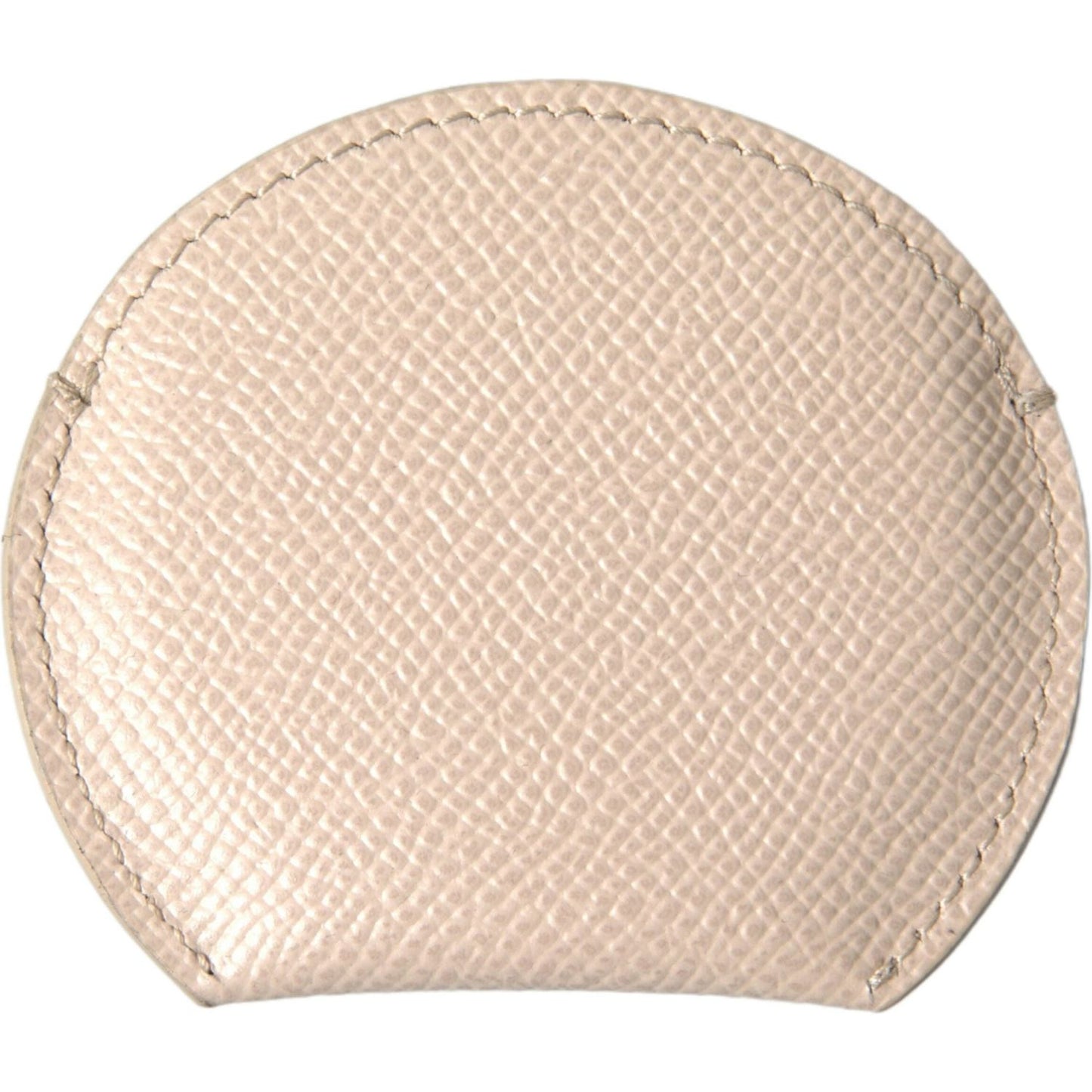 Dolce & Gabbana Beige Calfskin Leather Round Logo Hand Mirror Holder Dolce & Gabbana