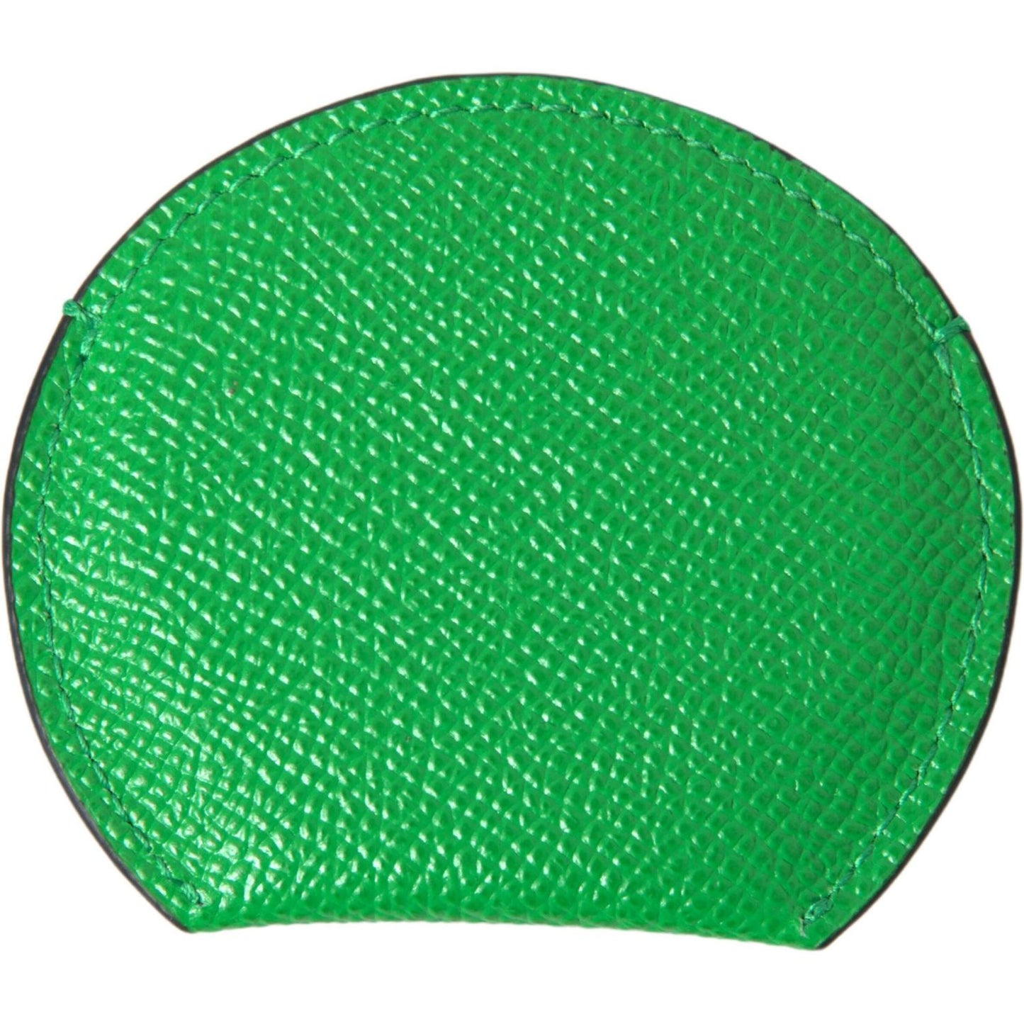 Dolce & Gabbana Green Calfskin Leather Round Logo Hand Mirror Holder Dolce & Gabbana