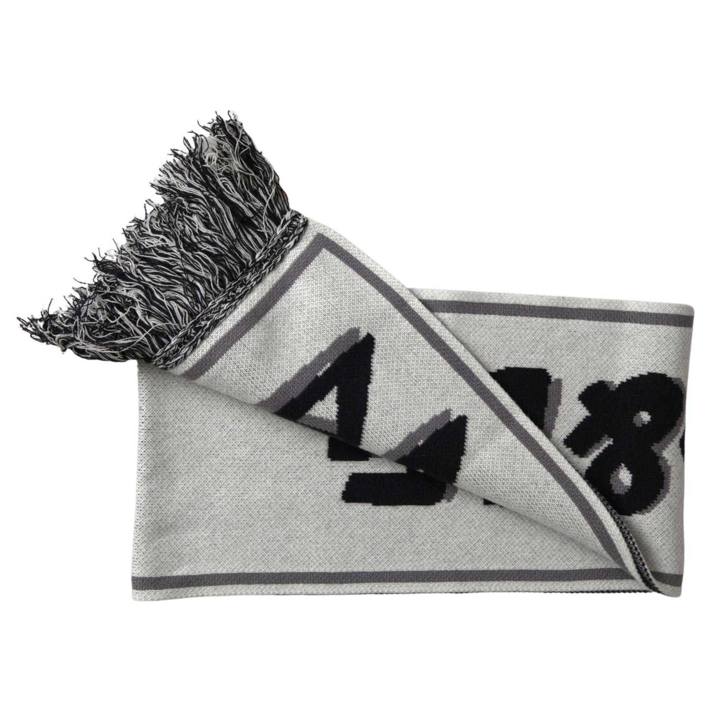 Dolce & Gabbana Gray Cashmere Knitted Wrap Shawl Fringe Scarf Dolce & Gabbana