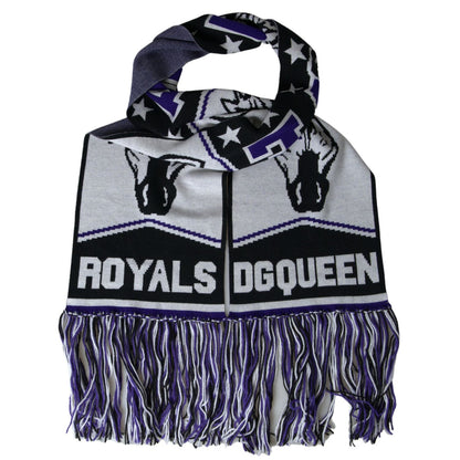 Dolce & Gabbana Multicolor Wool DG Queen Wrap Fringe Scarf Dolce & Gabbana