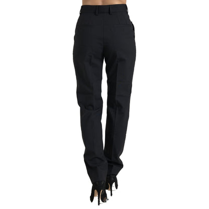 Dolce & Gabbana Black Wool High Waist Tapered Pants Dolce & Gabbana