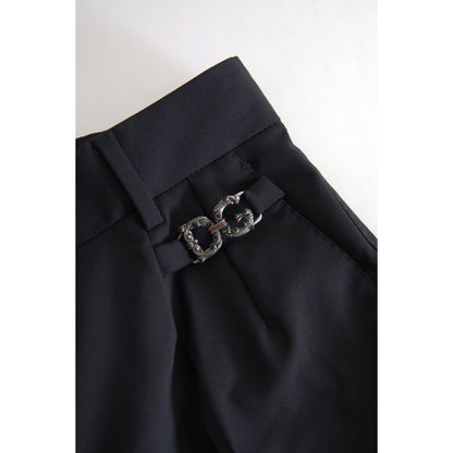 Dolce & Gabbana Black Wool High Waist Tapered Pants Dolce & Gabbana
