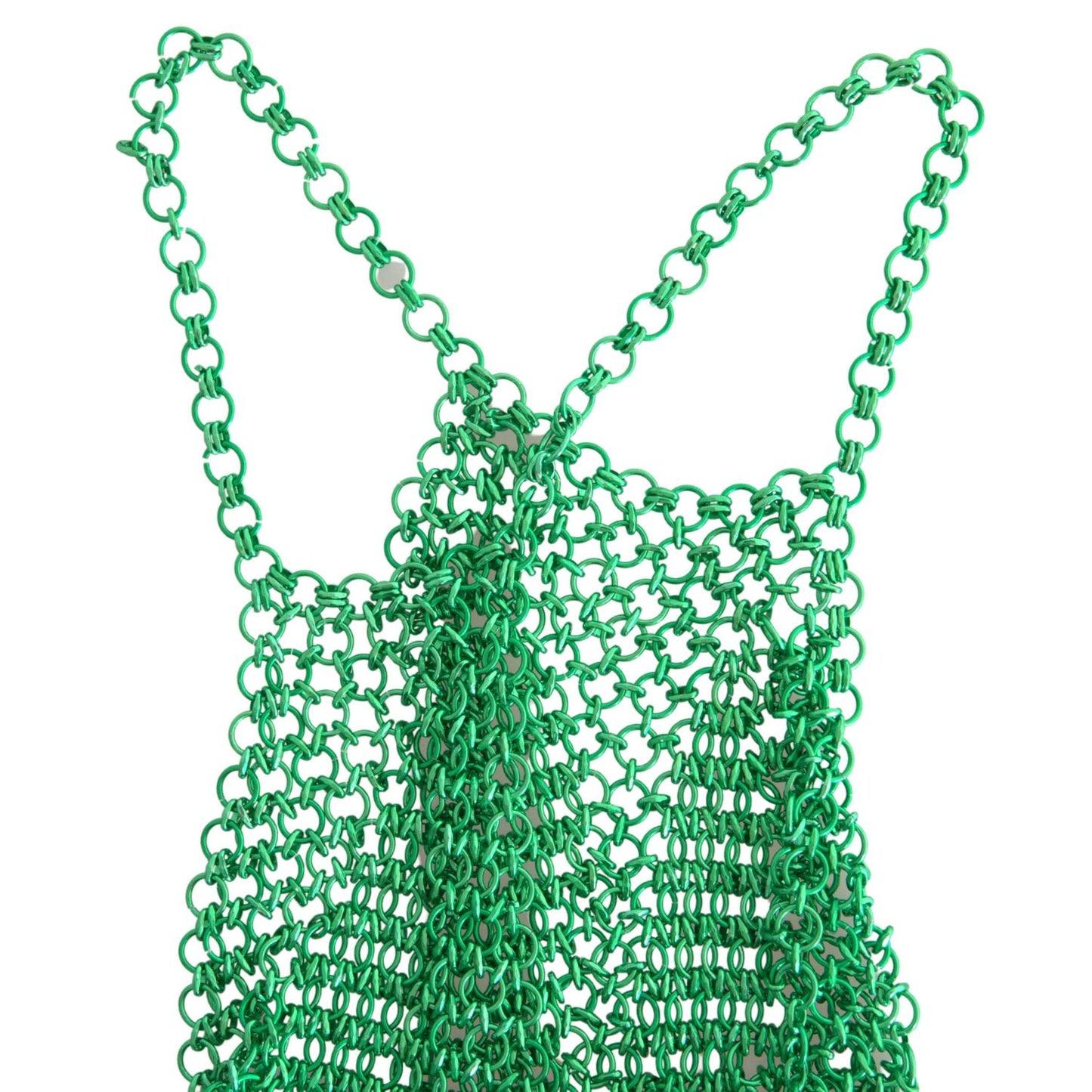 Dolce & Gabbana Green Aluminum Sleeveless Halter Cropped Tank Top Dolce & Gabbana