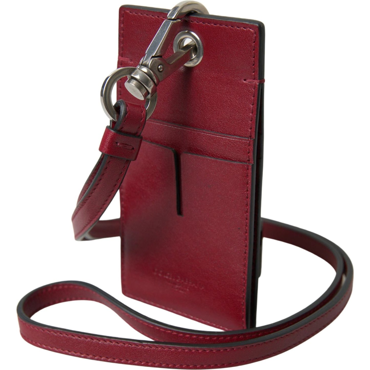 Dolce & Gabbana Red Leather Lanyard Logo Slim Card Holder Men Wallet Dolce & Gabbana