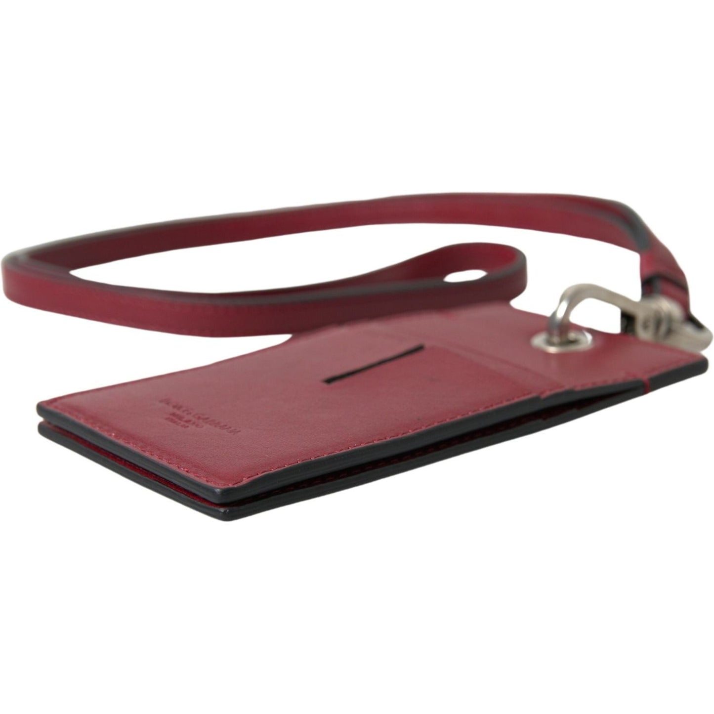 Dolce & Gabbana Red Leather Lanyard Logo Slim Card Holder Men Wallet Dolce & Gabbana