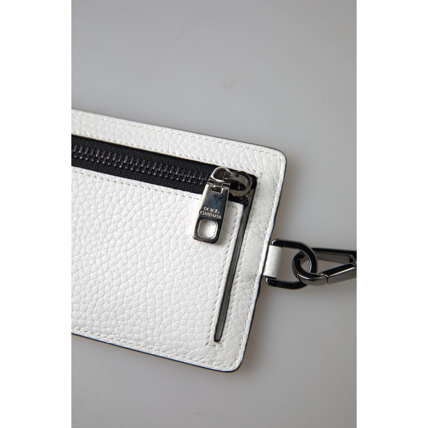 Dolce & Gabbana White Leather Lanyard Logo Card Holder Men Wallet Dolce & Gabbana