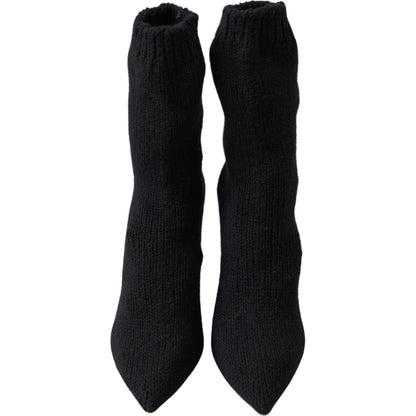 Dolce & Gabbana Black Stiletto Heel Mid Calf Women Boot Shoes Dolce & Gabbana