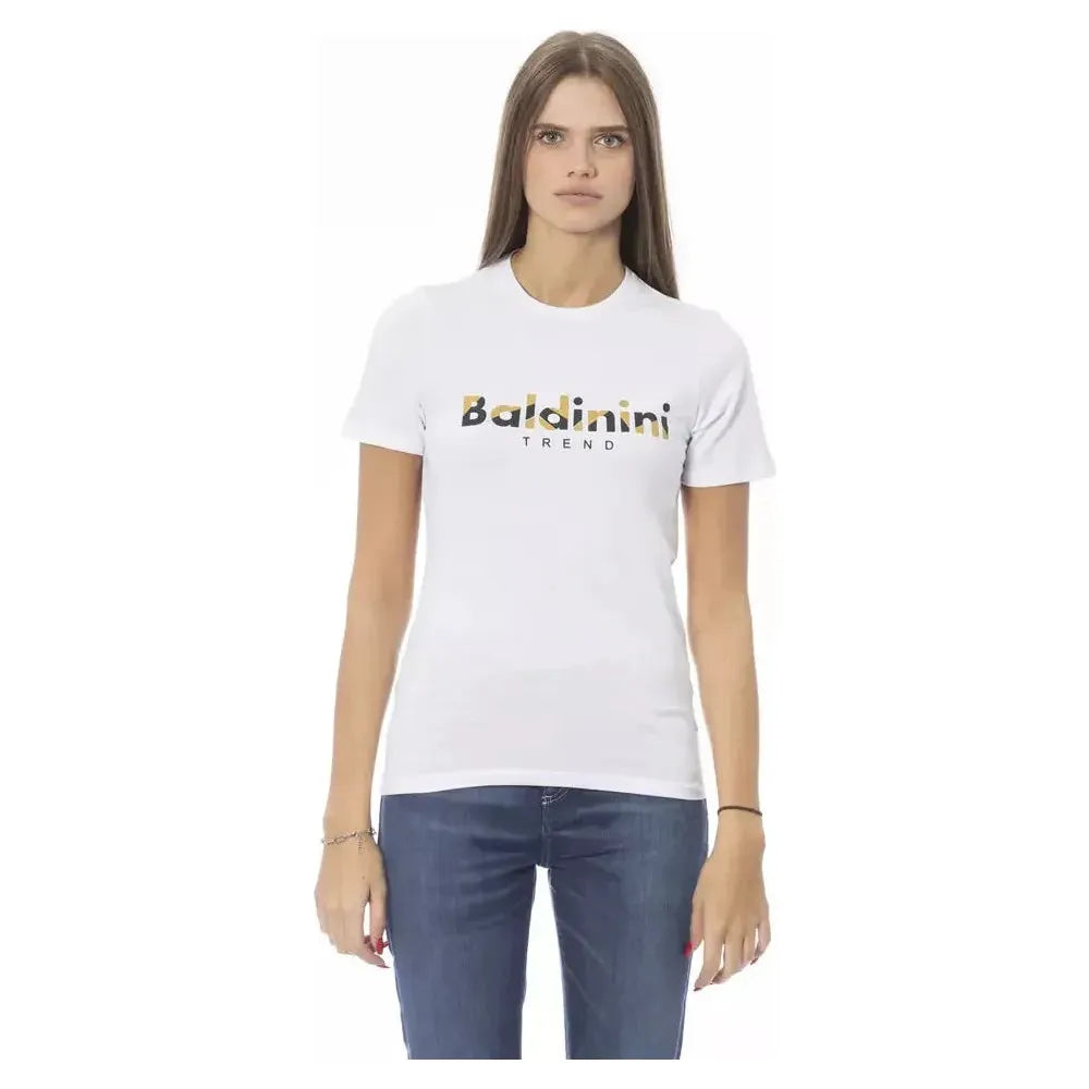 تي شيرت نسائي من القطن باللون الأبيض من Baldinini Trend