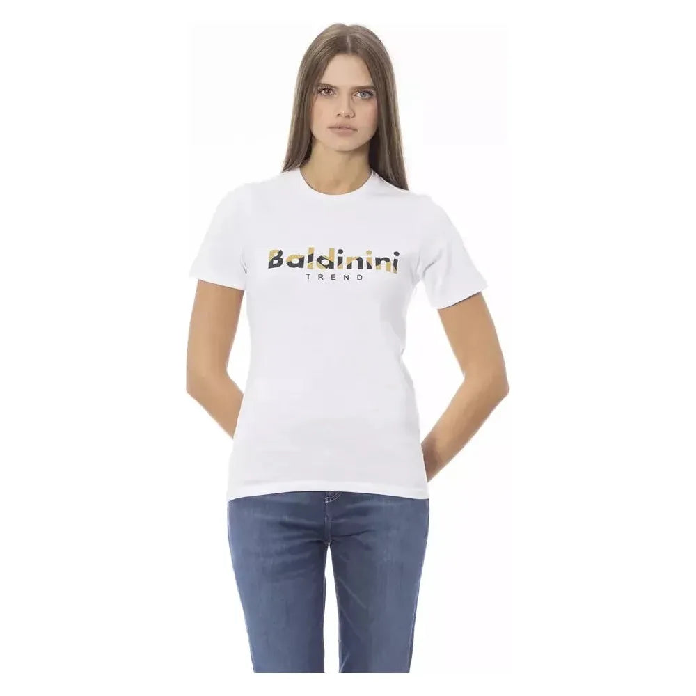 تي شيرت نسائي من القطن باللون الأبيض من Baldinini Trend