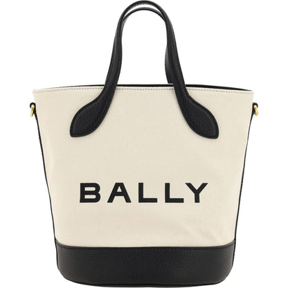 Bally White and Black Leather Bucket Bag Bally