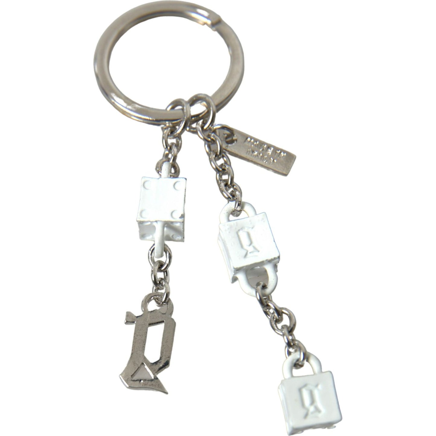 Dolce & Gabbana Silver Tone Metal DG Logo Engraved Keyring Keychain Dolce & Gabbana