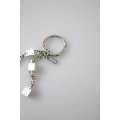 Dolce & Gabbana Silver Tone Metal DG Logo Engraved Keyring Keychain Dolce & Gabbana
