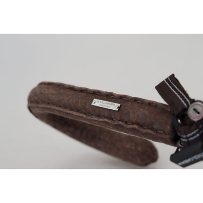 Dolce & Gabbana Brown Striped Leather Handle Collapsible Sartoria Umbrella Dolce & Gabbana