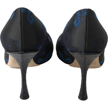 Dolce & Gabbana Blue Floral Ayers Crystal Pumps Shoes Dolce & Gabbana