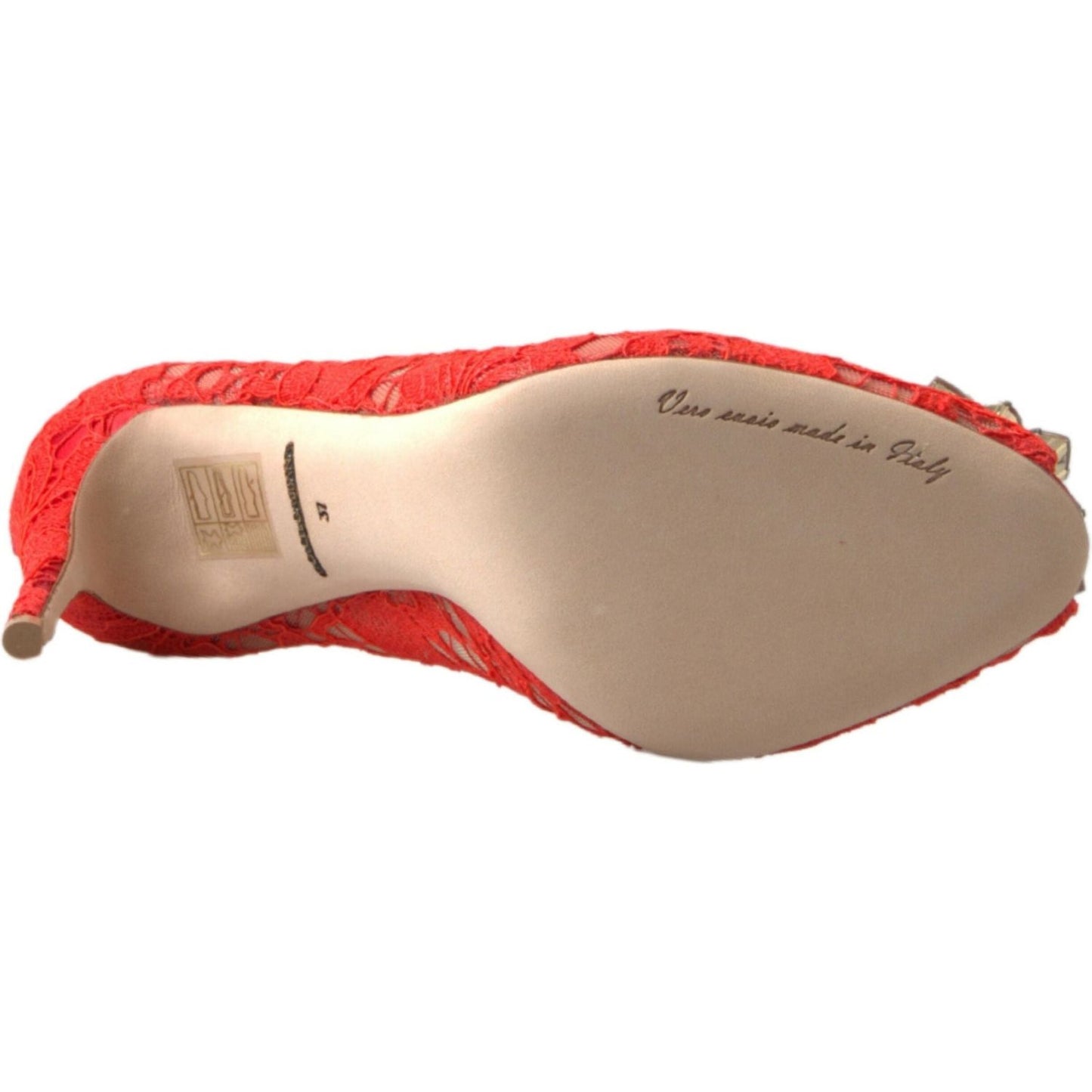 Dolce & Gabbana Red Taormina Lace Crystal Heels Pumps Shoes Dolce & Gabbana