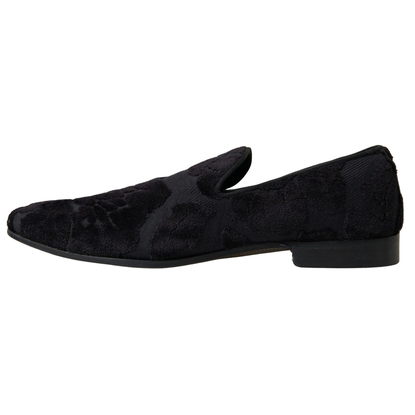 Dolce & Gabbana Black Brocade Loafers Formal Shoes Dolce & Gabbana