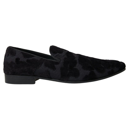 Dolce & Gabbana Black Brocade Loafers Formal Shoes Dolce & Gabbana