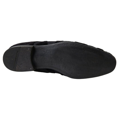 Dolce & Gabbana Black Brocade Loafers Formal Shoes Dolce & Gabbana