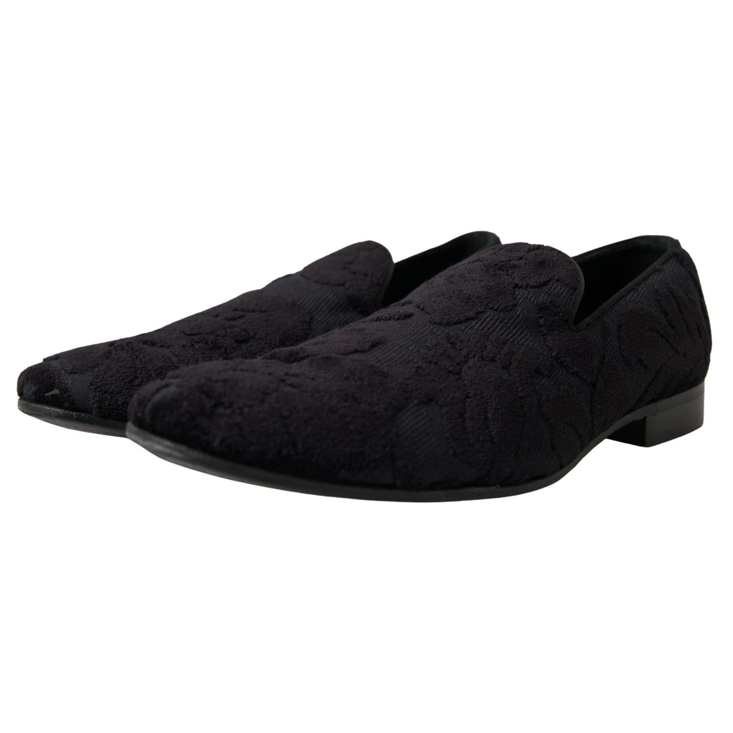 Dolce & Gabbana Black Brocade Loafers Formal Shoes Dolce & Gabbana
