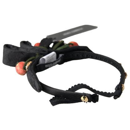 Dolce & Gabbana Black with multicolor Fig Fruit Crystal Tiara Diadem Headband Dolce & Gabbana