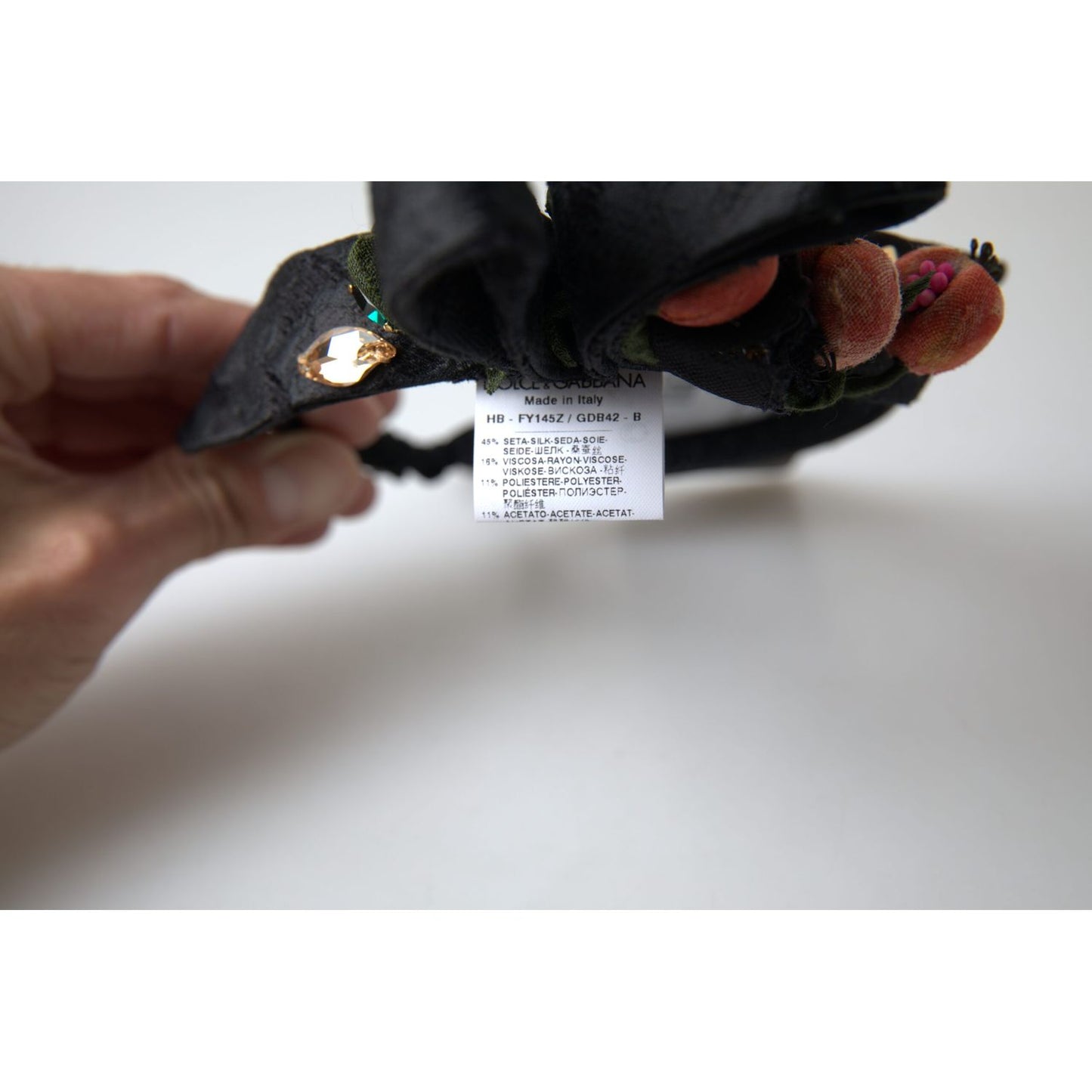 Dolce & Gabbana Black with multicolor Fig Fruit Crystal Tiara Diadem Headband Dolce & Gabbana