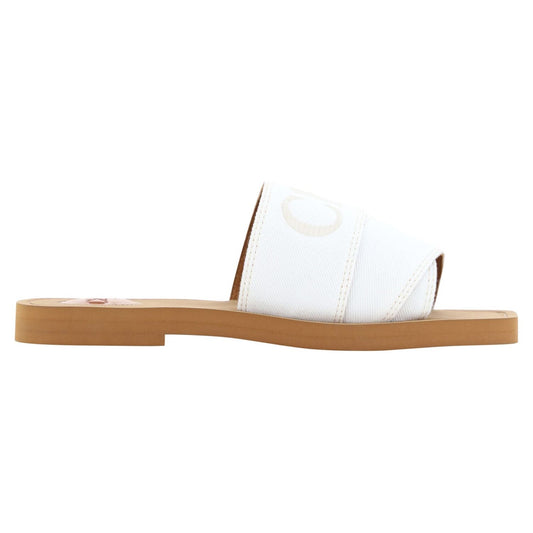 Chloé White Cotton Slides Woody Sandals Chloé