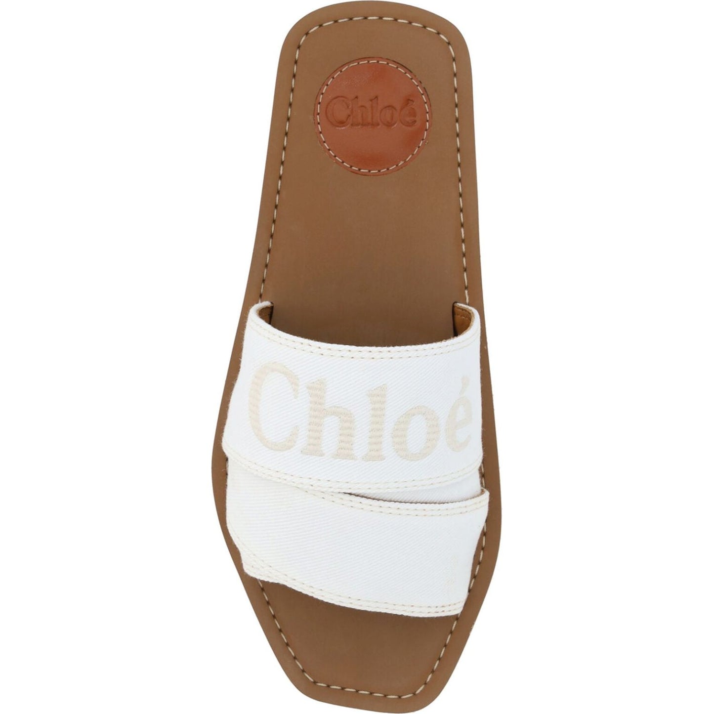 Chloé White Cotton Slides Woody Sandals Chloé