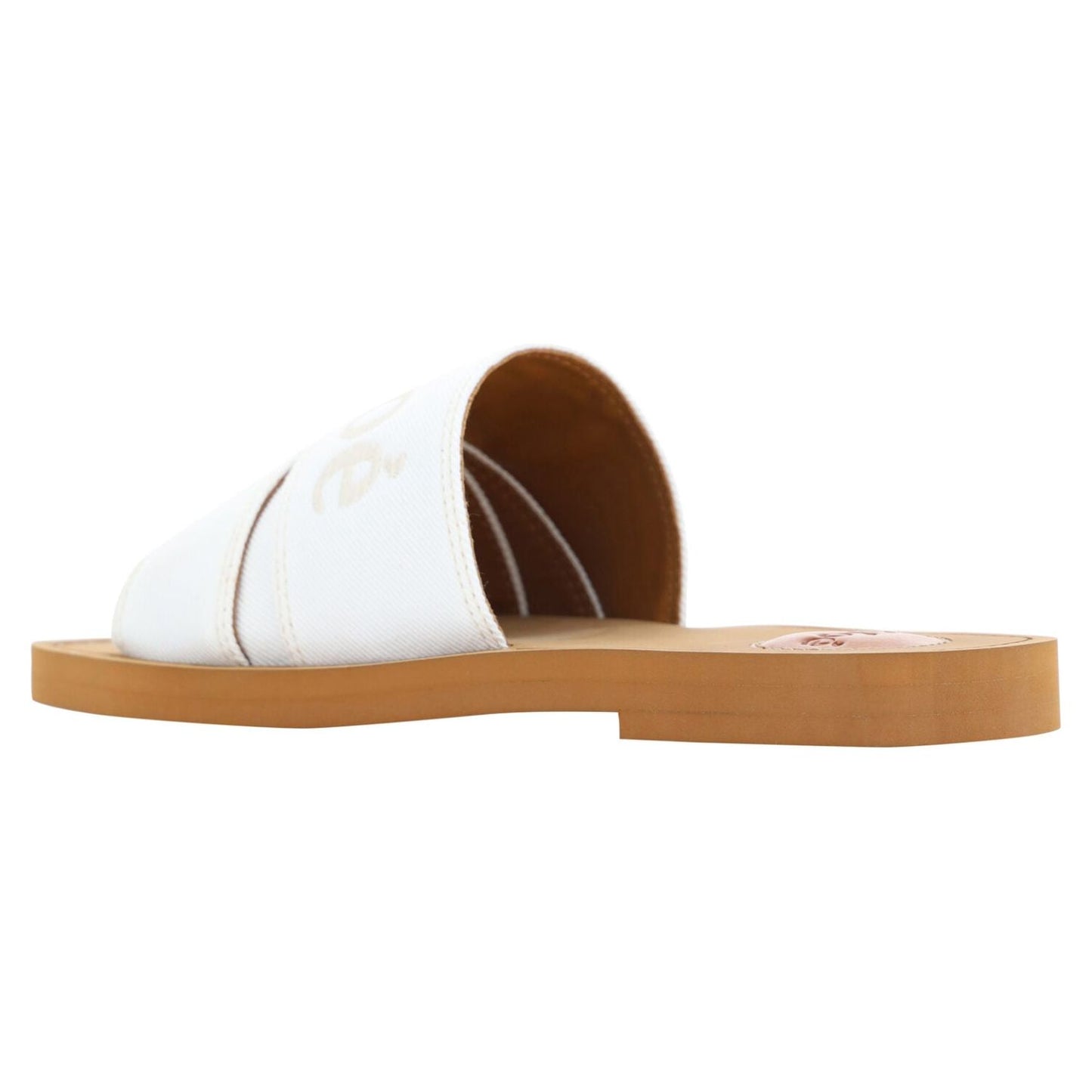 Chloé White Cotton Slides Woody Sandals Chloé