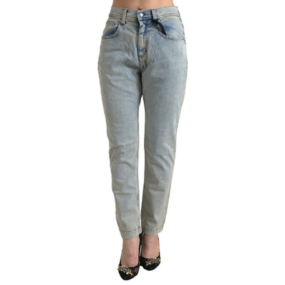 Dolce & Gabbana Blue Washed Cotton Mid Waist Skinny Jeans Dolce & Gabbana