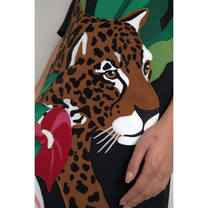 Dolce & Gabbana Black Tiger Jungle Print Sheath Stretch Dress Dolce & Gabbana