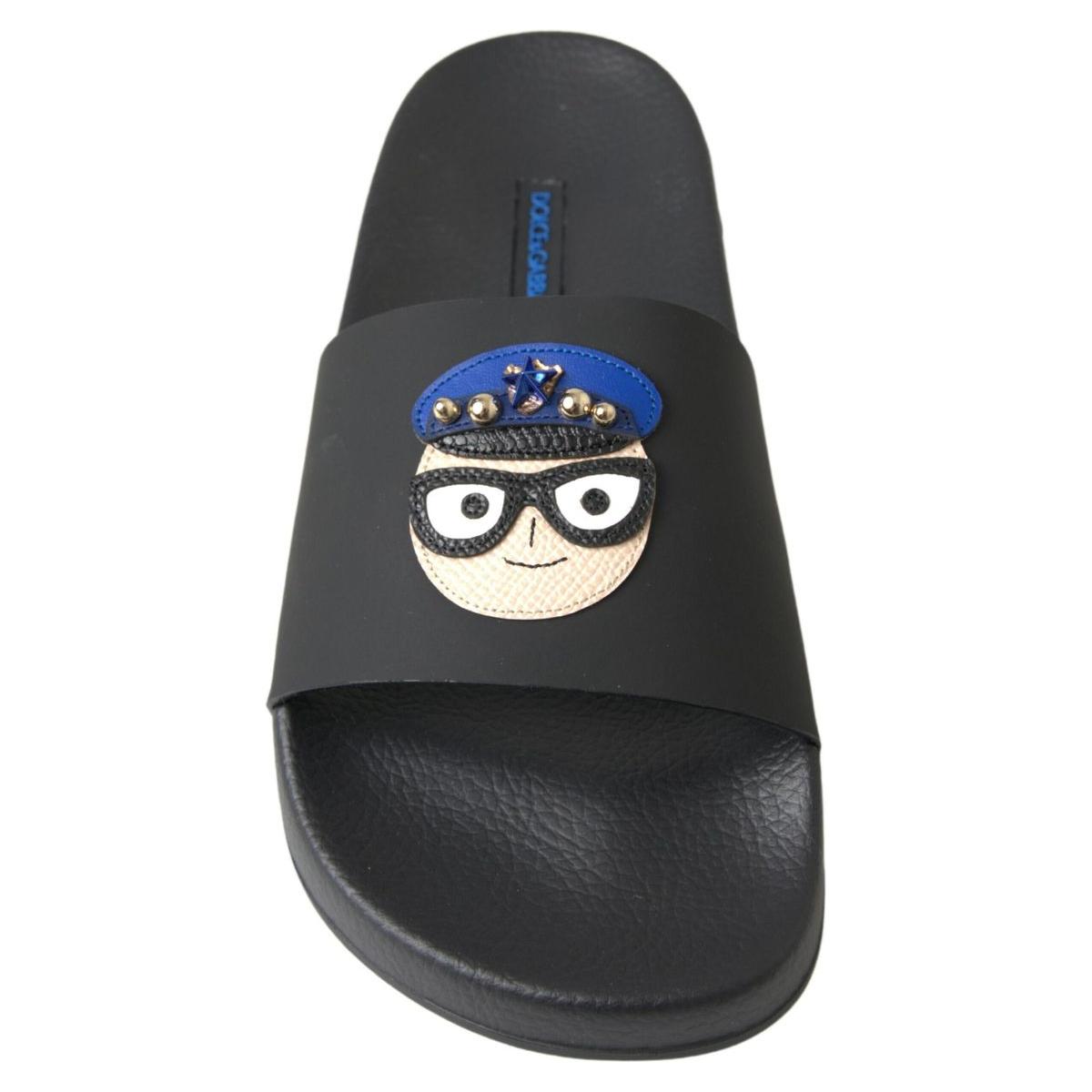 Dolce & Gabbana Black Slides Sandals Beach Saint Barth Shoes Dolce & Gabbana