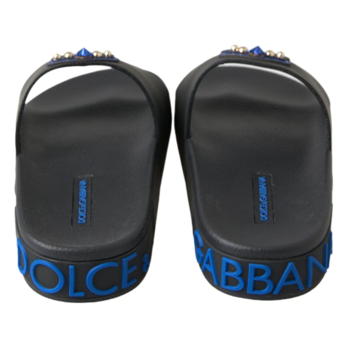 Dolce & Gabbana Black Slides Sandals Beach Saint Barth Shoes Dolce & Gabbana