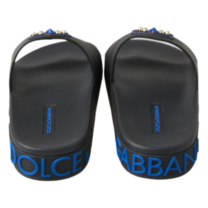 Dolce & Gabbana Black Slides Sandals Beach Saint Barth Shoes Dolce & Gabbana