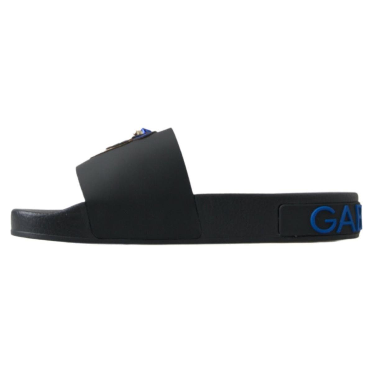 Dolce & Gabbana Black Slides Sandals Beach Saint Barth Shoes Dolce & Gabbana