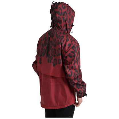 Dolce & Gabbana Red Leopard Hooded Rain Coat Jacket Dolce & Gabbana