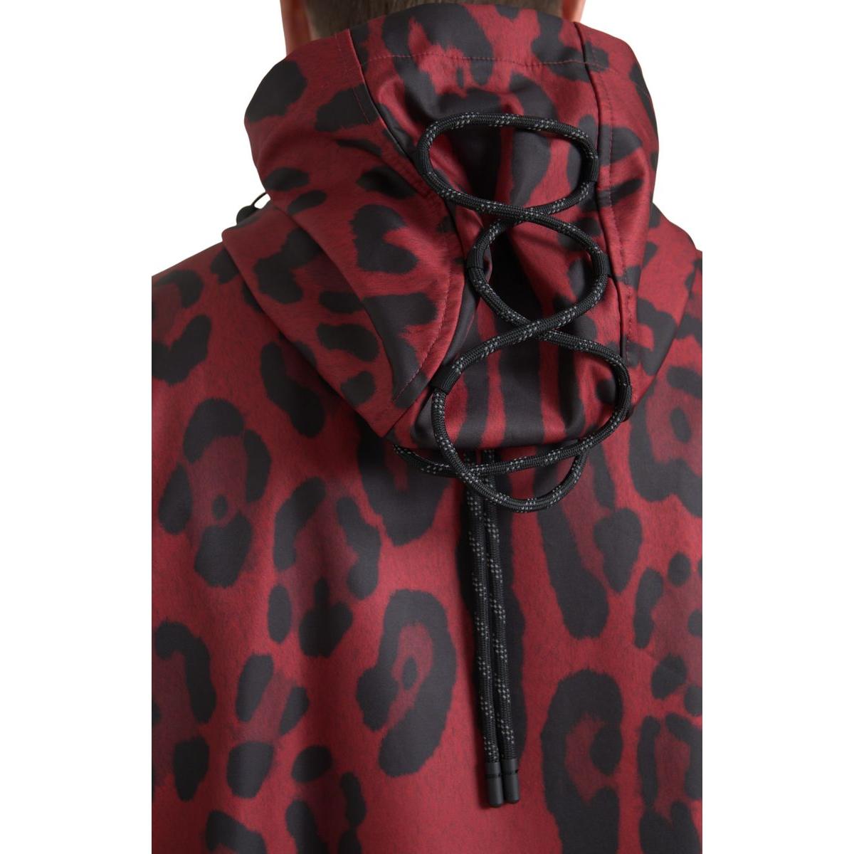 Dolce & Gabbana Red Leopard Hooded Rain Coat Jacket Dolce & Gabbana