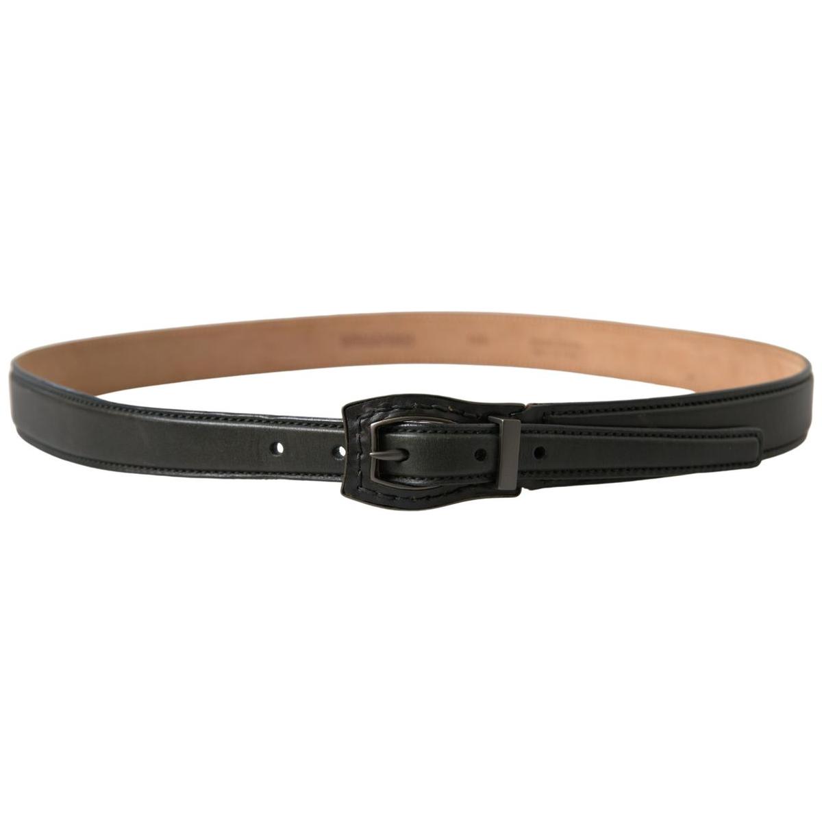 Ermanno Scervino Black Leather Metal Buckle Cintura Belt Ermanno Scervino