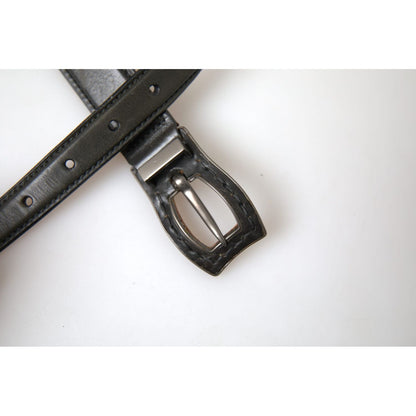 Ermanno Scervino Black Leather Metal Buckle Cintura Belt Ermanno Scervino